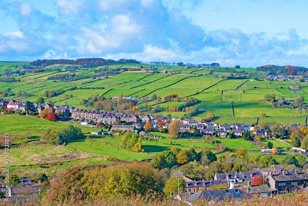 Aerial shot 5 of Haworth and district in 