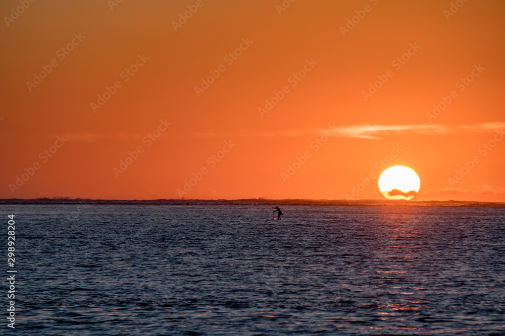 stand up paddle board sunset solitude freedom exercise sport relax