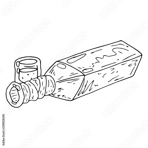 Vector illustration of a bottle of vodka or alcohol.  Hand drawn bottle.