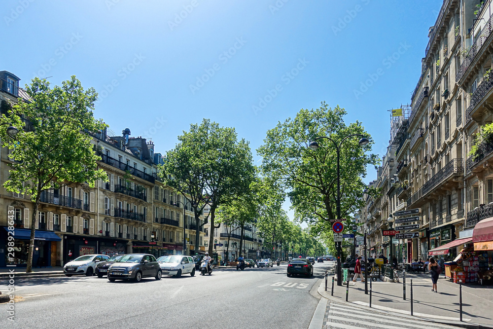 PARIS, FRANCE - May 6, 2018: Street view of Paris city, France.