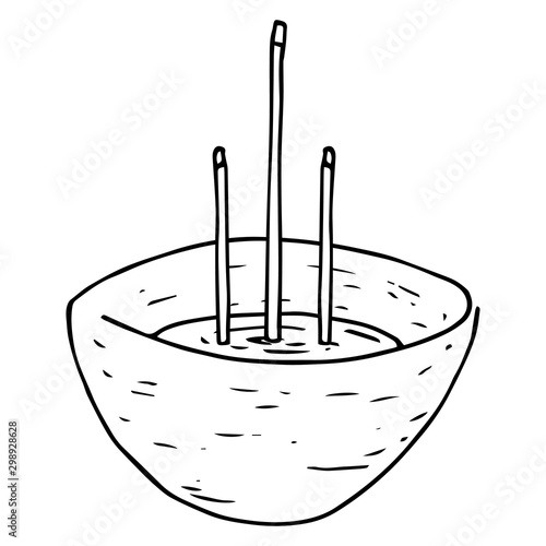Incense icon. Chinese incense sticks vector illustration. Incense sticks hand drawn.