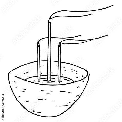 Incense icon. Chinese incense sticks vector illustration. Incense sticks hand drawn.