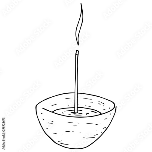Incense icon. Chinese incense sticks vector illustration. Incense sticks hand drawn.