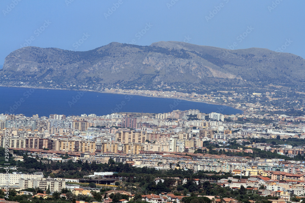 Monreale, Italy - 3 July 2016: Photo Panorama of Palermo from Monreale