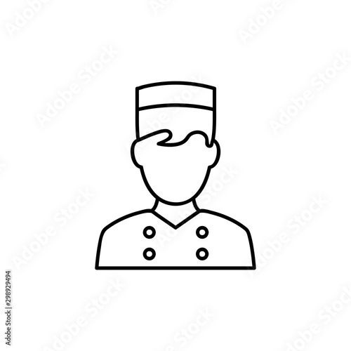 Hotel bellman line icon. Concierge symbol. Vector black icon isolated on white background.