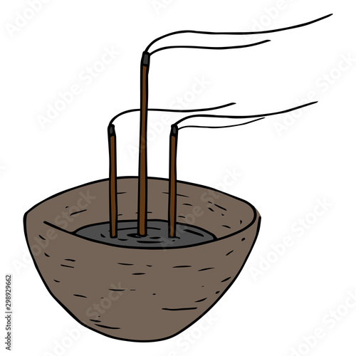 Incense icon. Chinese incense sticks vector illustration. Incense sticks hand drawn.