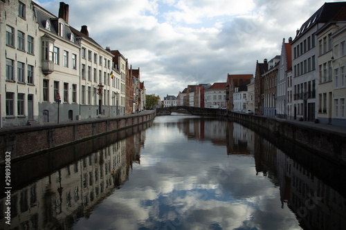 Bruges. Flanders. Belgium. Canal with historical buildings of the Middle Ages. © dmitriylishik