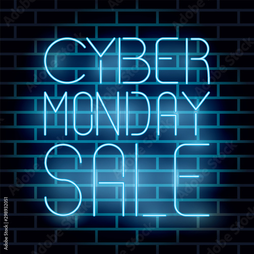 cyber monday lettering neon label