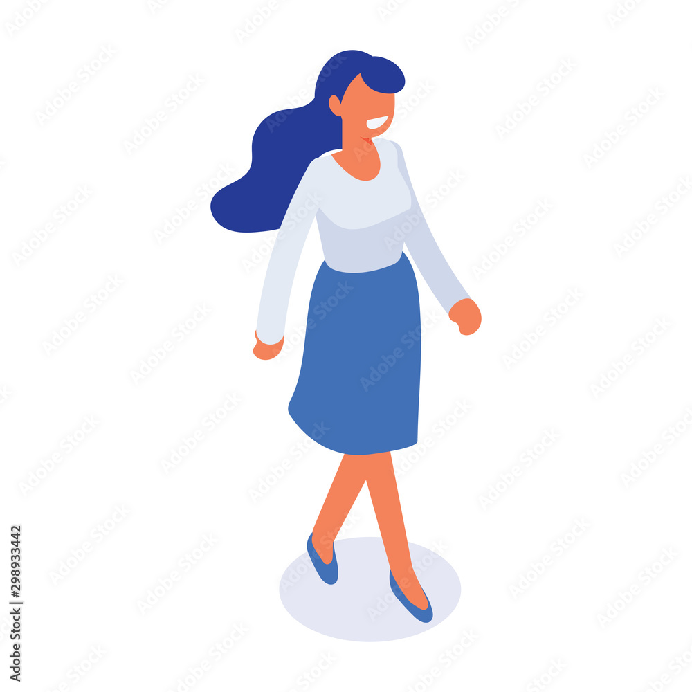 Isometric vector business woman walking. Business people character. Front view. Isometric vector isolated illustration. Isometric vector business woman walking. Business people character. Front view. Isometric vector isolated illustration.