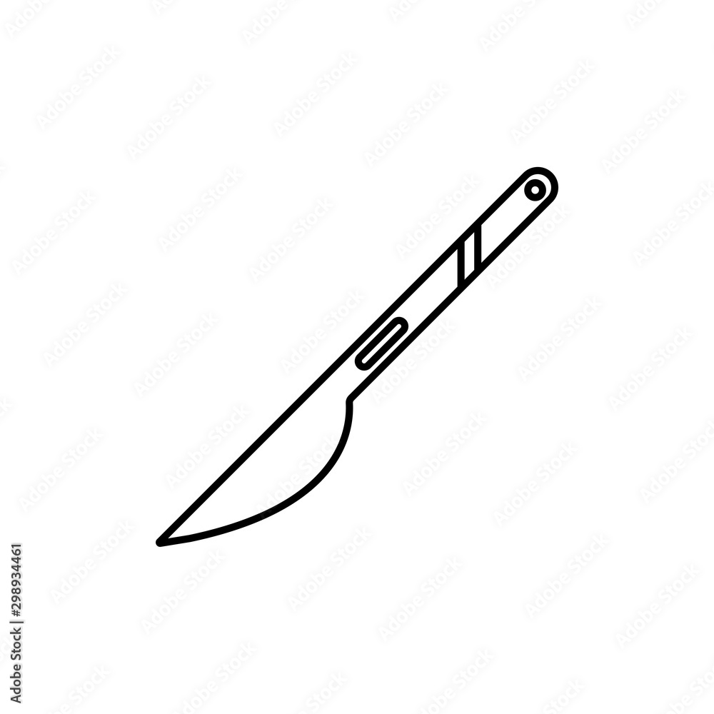 outline scalpel or knife medical surgery cutting tool vector icon. isolated black simple line element illustration from medical concept. outline scalpel or knife medical surgery cutting tool vector icon. isolated black simple line element illustration from medical concept.