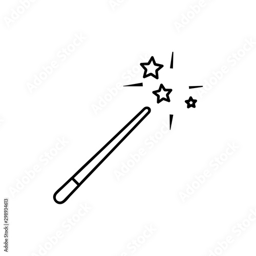Magic wand outline icon. linear style sign for mobile concept and web design. Fairy wand simple line vector icon. Symbol, logo illustration. Pixel perfect vector graphics