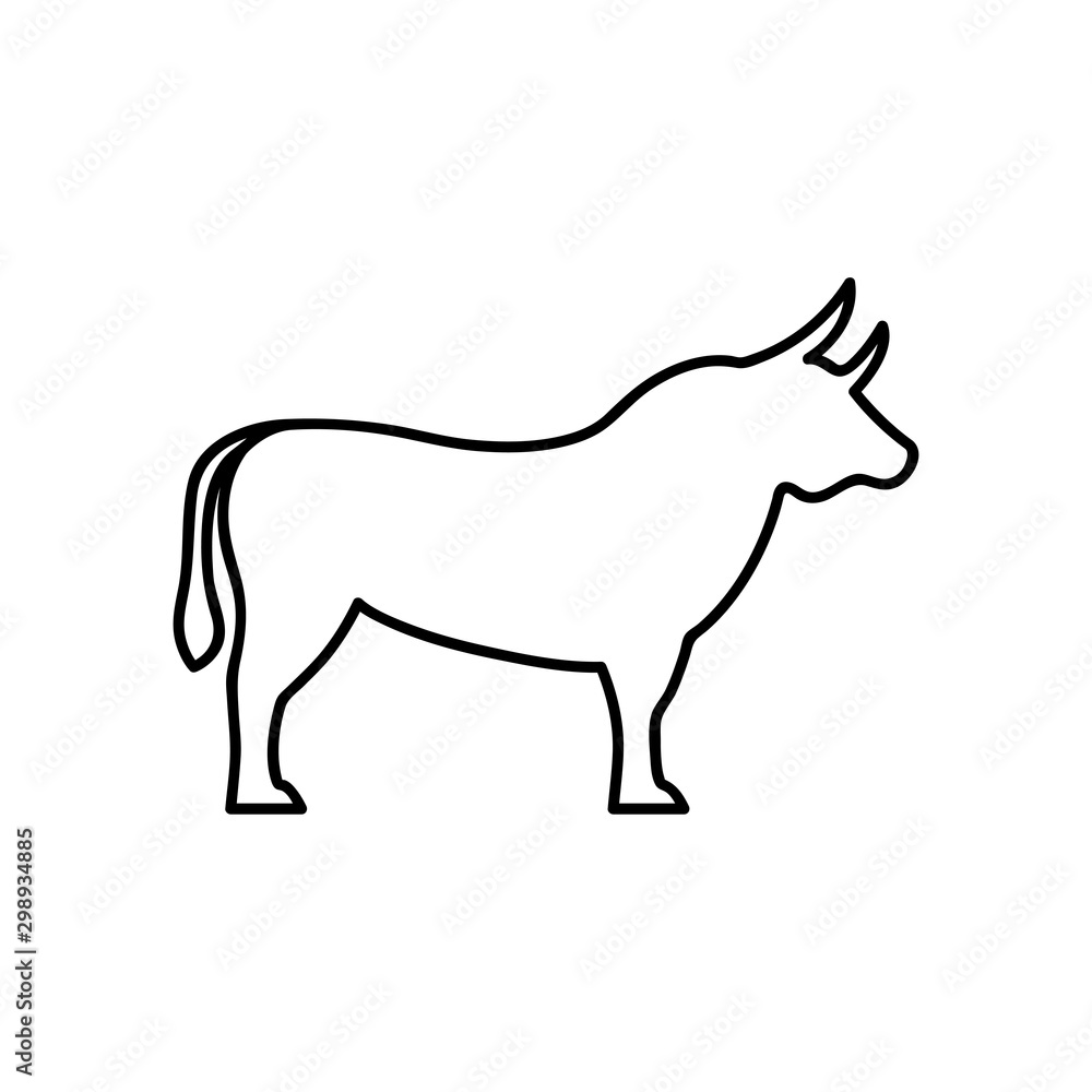 Bull icon line isolated on clean background. Bull icon concept drawing icon line in modern style. Vector illustration for your web site mobile logo app UI design.