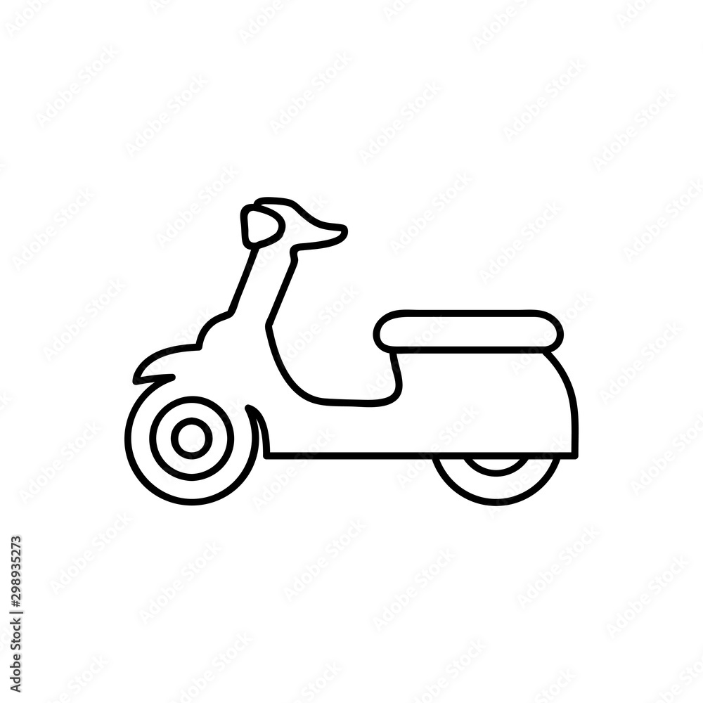 Scooter line icon, outline vector sign, linear style pictogram isolated on white. Delivery symbol, logo illustration. Pixel perfect graphics Scooter line icon, outline vector sign, linear style pictogram isolated on white. Delivery symbol, logo illustration. Pixel perfect graphics