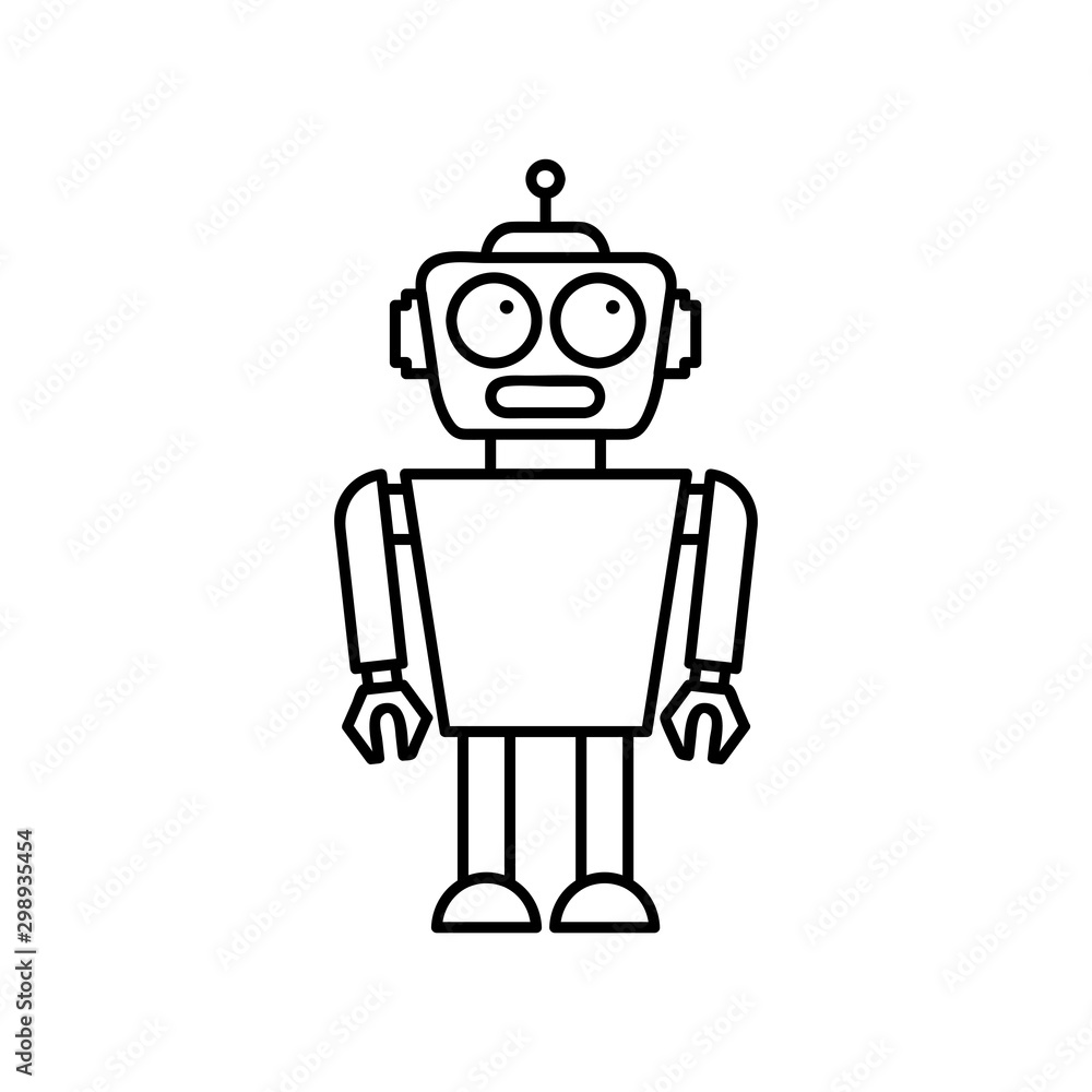 Robotics line icon, robot pictogram isolated on white, vector illustration Robotics line icon, robot pictogram isolated on white, vector illustration