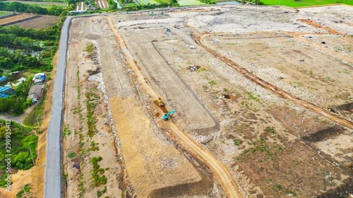 Time-lapse Aerial view, landfill disposal and sorting / 4K Video