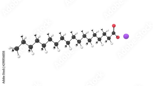 3D animation of a sodium stearate molecule with alpha layer