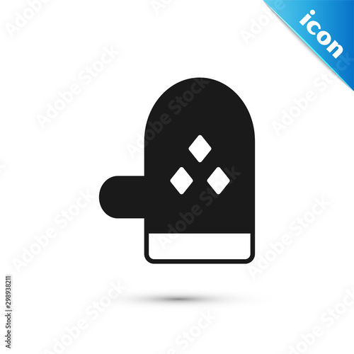 Black Oven glove icon isolated on white background. Kitchen potholder sign. Cooking glove. Vector Illustration