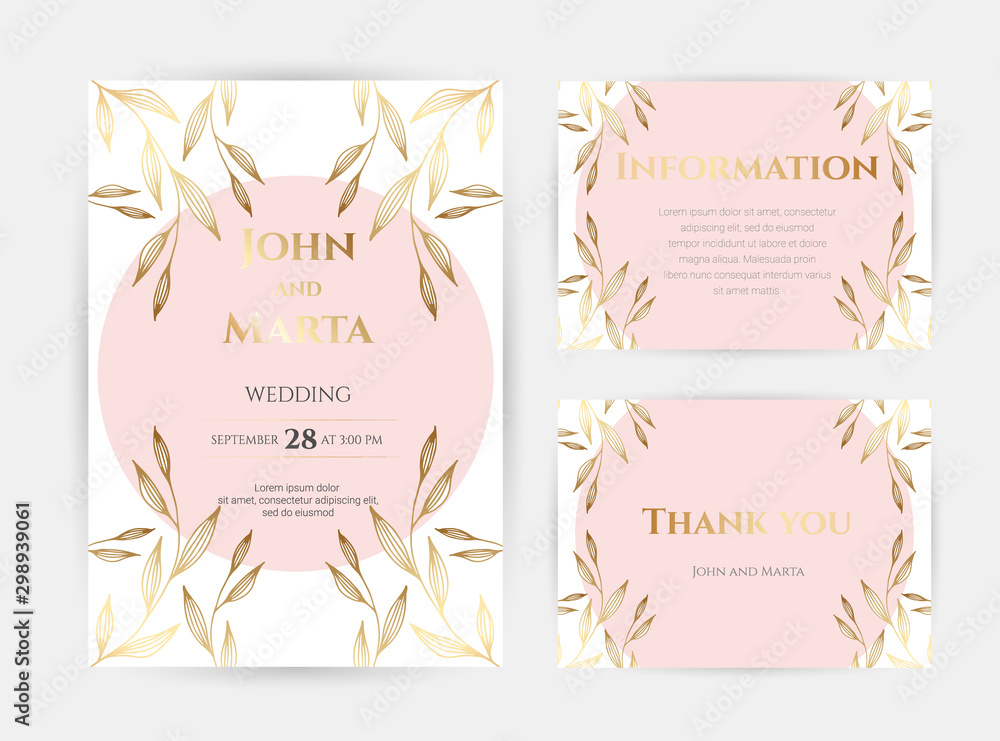 wedding invitation card template with text. Adapt to covers design, RSVP, brochure, Packaging, Magazine, Poster and Greeting cards. eps10 wedding invitation card template with text. Adapt to covers design, RSVP, brochure, Packaging, Magazine, Poster and Greeting cards. eps10
