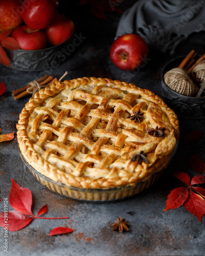 Homemade apple pie. Food background