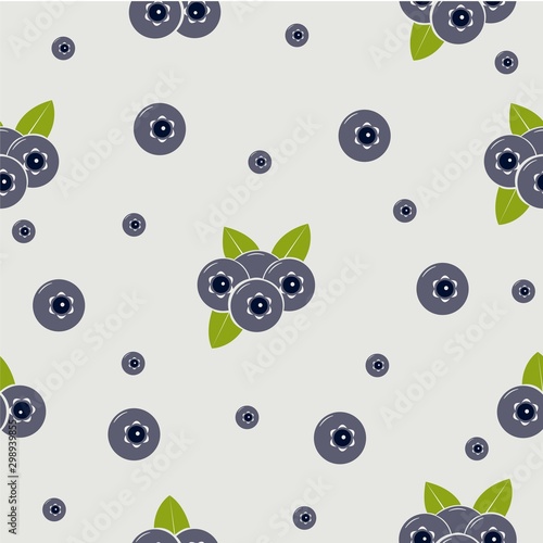 Seamless pattern with blueberries and leaves