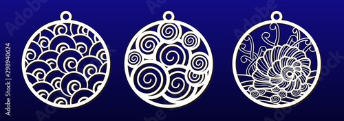 Decorative Christmas balls, set of templates for laser cutting