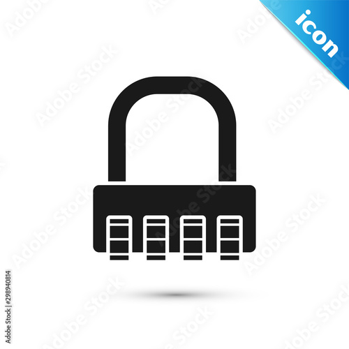 Black Safe combination lock icon isolated on white background. Combination padlock. Security, safety, protection, password, privacy. Vector Illustration