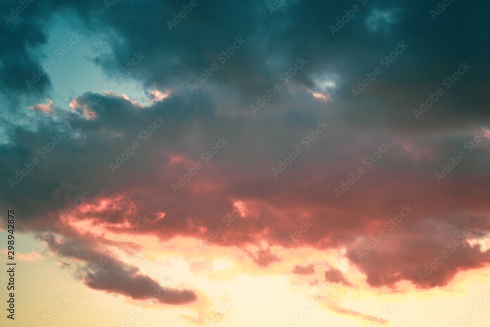 Sunset sky with colorful clouds