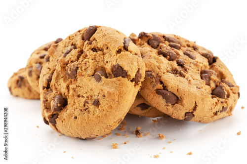 Fototapeta Chocolate cookie isolated on white background