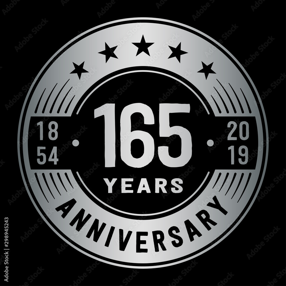 165 years anniversary logo template. One hundred and sixty-five years logo. Vector and illustration.