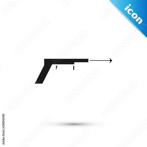 Black Fishing harpoon icon isolated on white background. Fishery manufacturers for catching fish under water. Diving underwater equipment. Vector Illustration