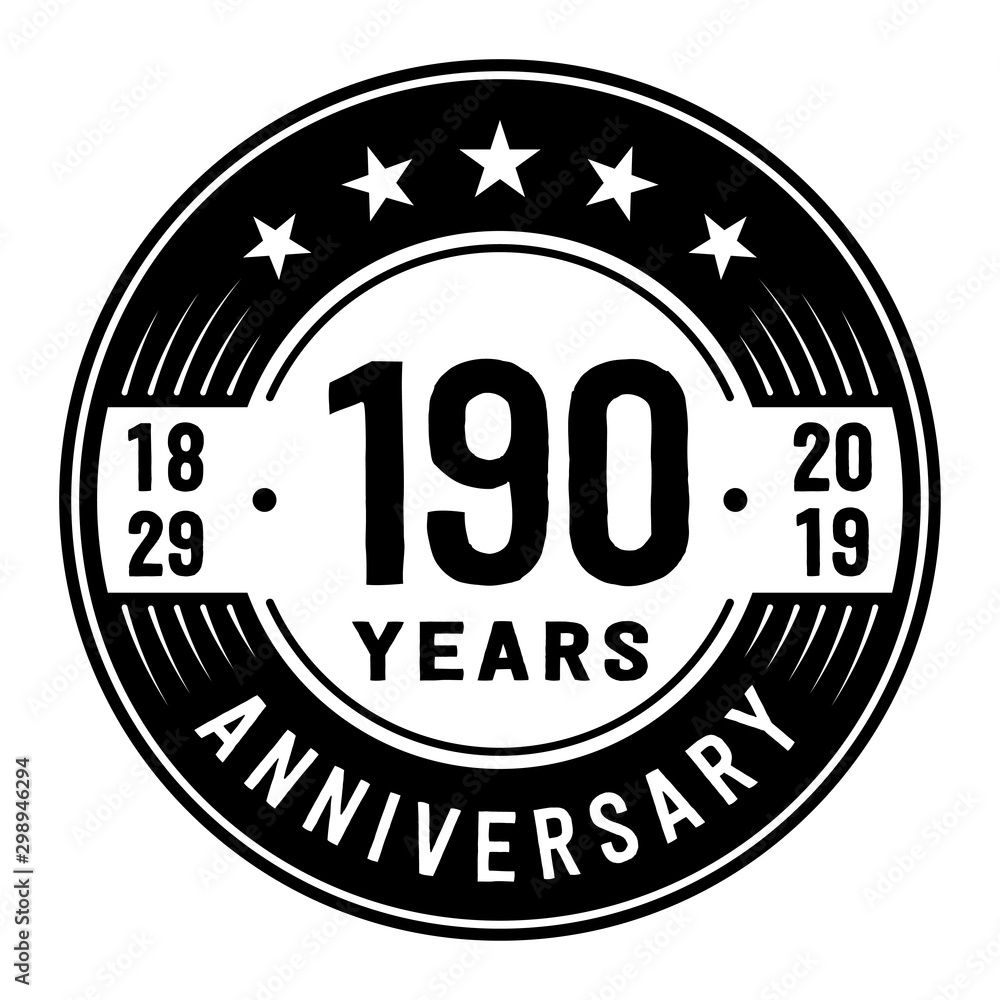 190 years anniversary logo template. One hundred and ninety years logo. Vector and illustration.