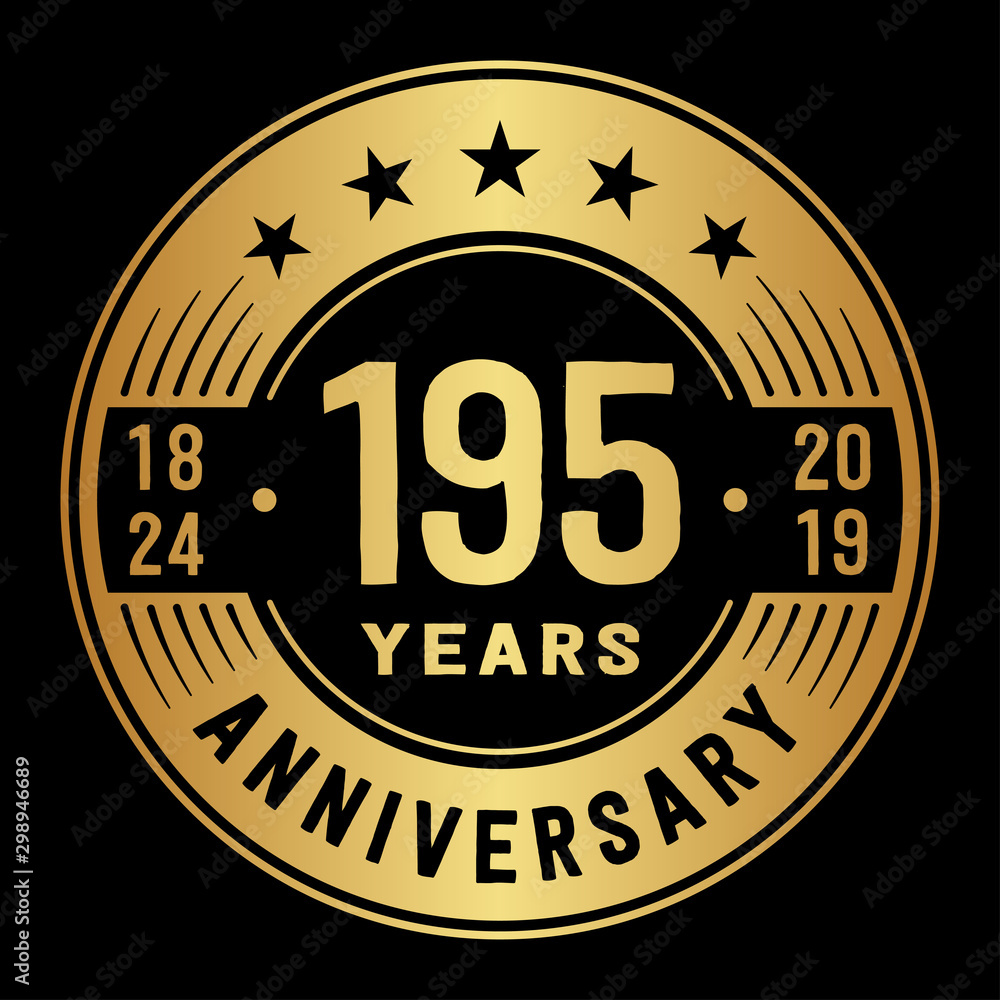 195 years anniversary logo template. One hundred and ninety-five years logo. Vector and illustration.