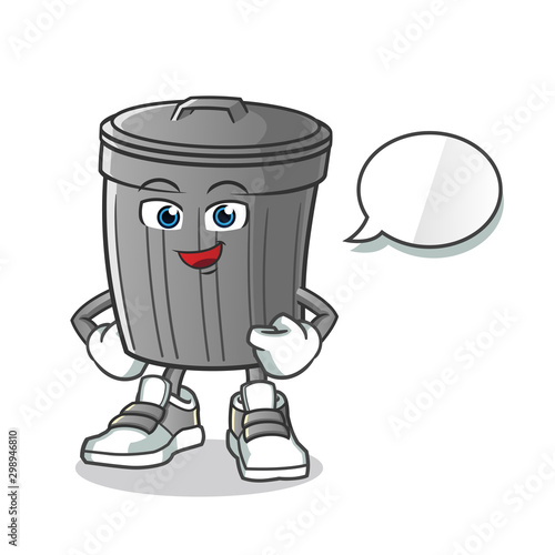 trash can talking mascot vector cartoon art illustration