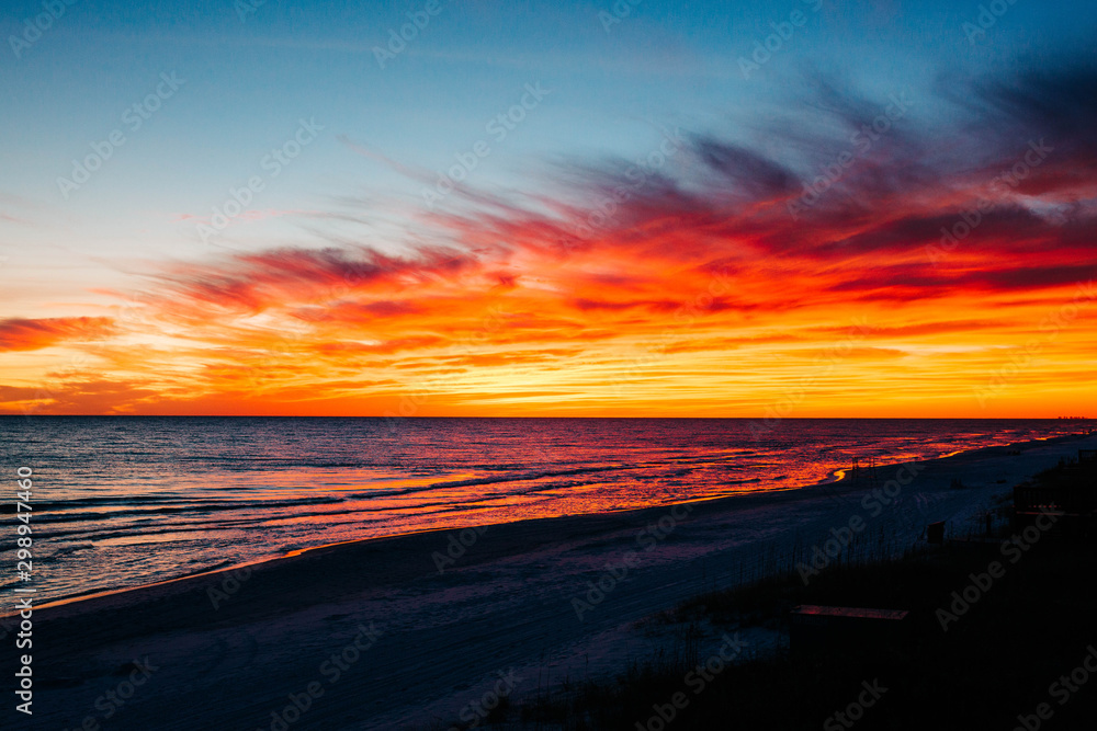 Beautiful sunset on the beach in Destin Florida