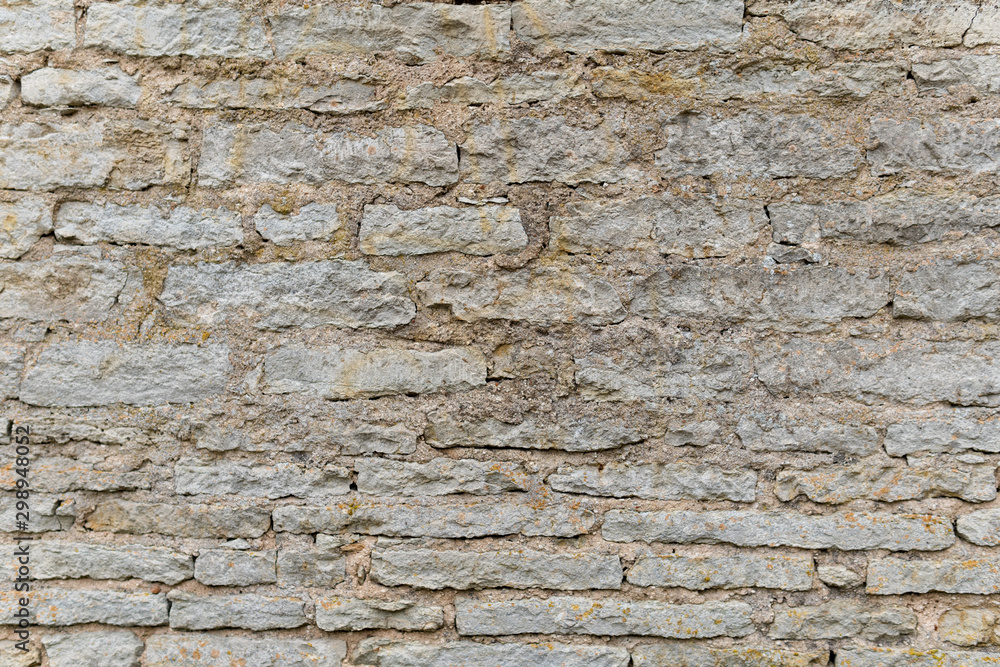 Magnificent old limestone brick wall.