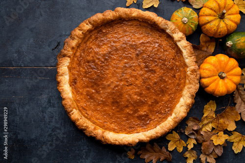 Homemade thanksgiving pumpkin pie photo