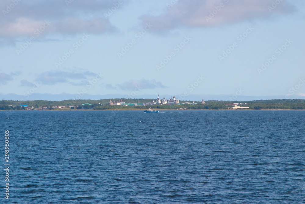 The big island with the Transfiguration monastery and the Solovetsky Kremlin