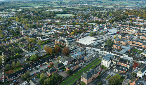 SWINDON UK - October 26, 2019: Aerial view of the Old Town area in Swindon, Wiltshire