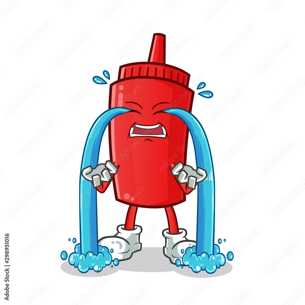 Naklejka premium ketchup cry mascot vector cartoon illustration