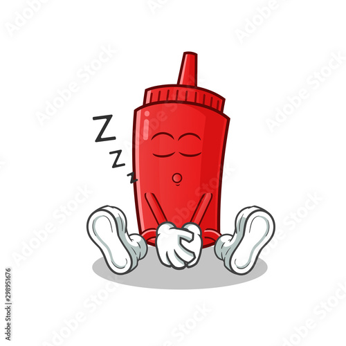 ketchup sleep mascot vector cartoon illustration
