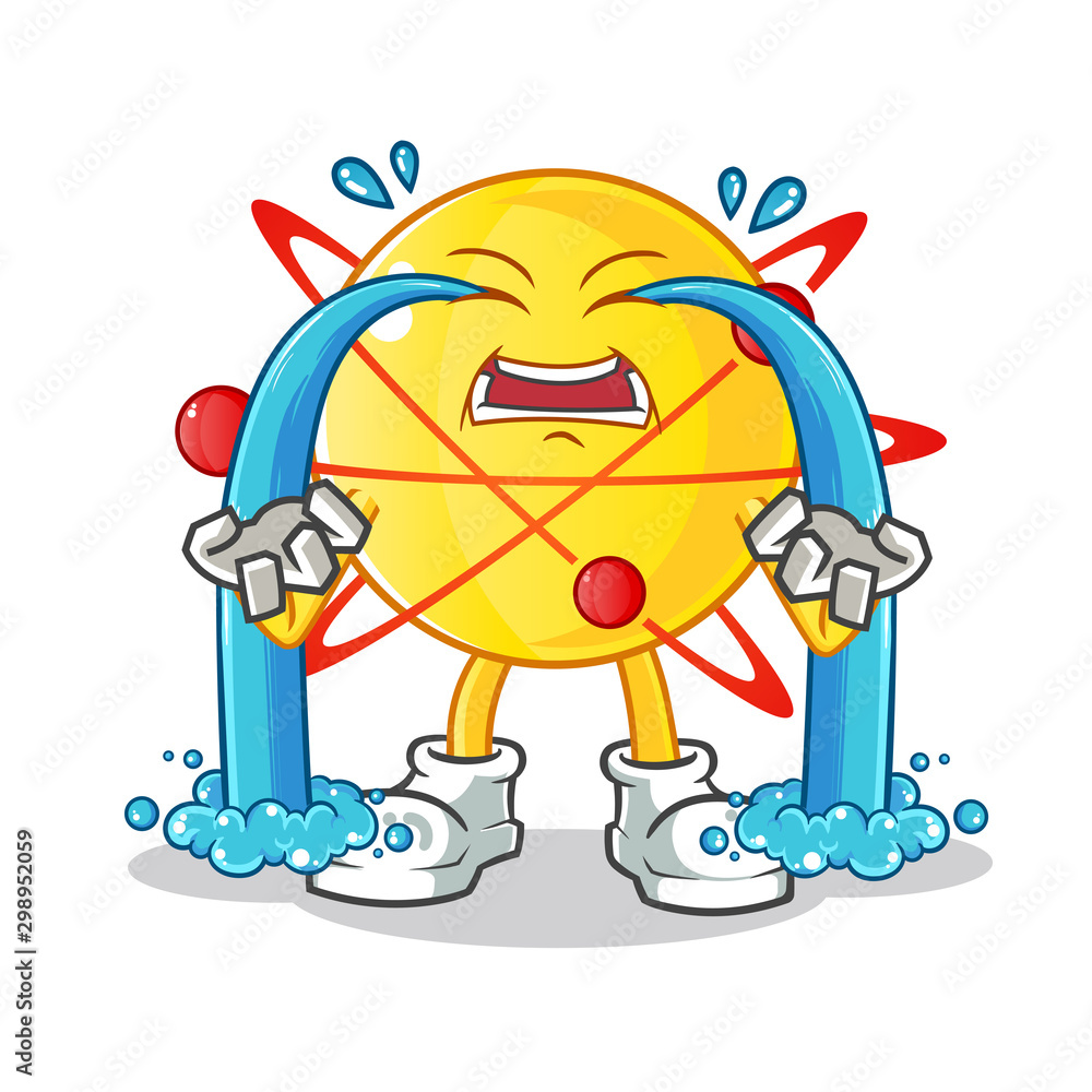 atom crying mascot vector cartoon illustration atom crying mascot vector cartoon illustration