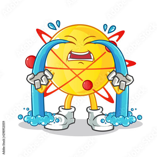 atom crying mascot vector cartoon illustration