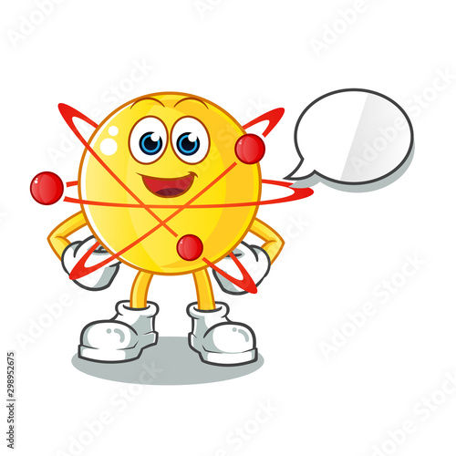 atom talking mascot vector cartoon art illustration