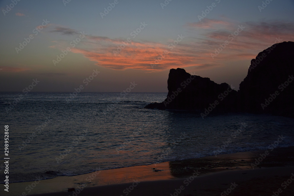 Costa de Papagayo at sunset. Lanzarote, Spain.
