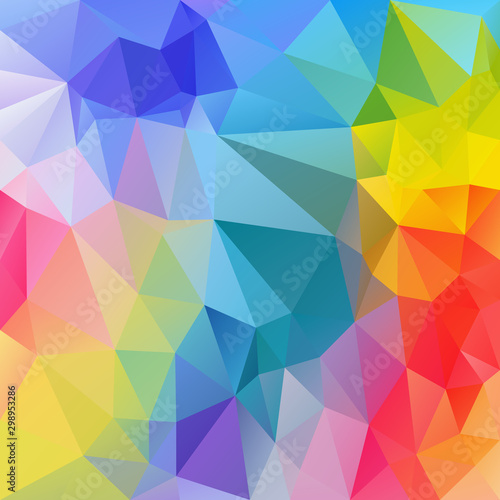 vector abstract irregular polygon square background - triangle low poly pattern - full spectrum multi color rainbow light pastel