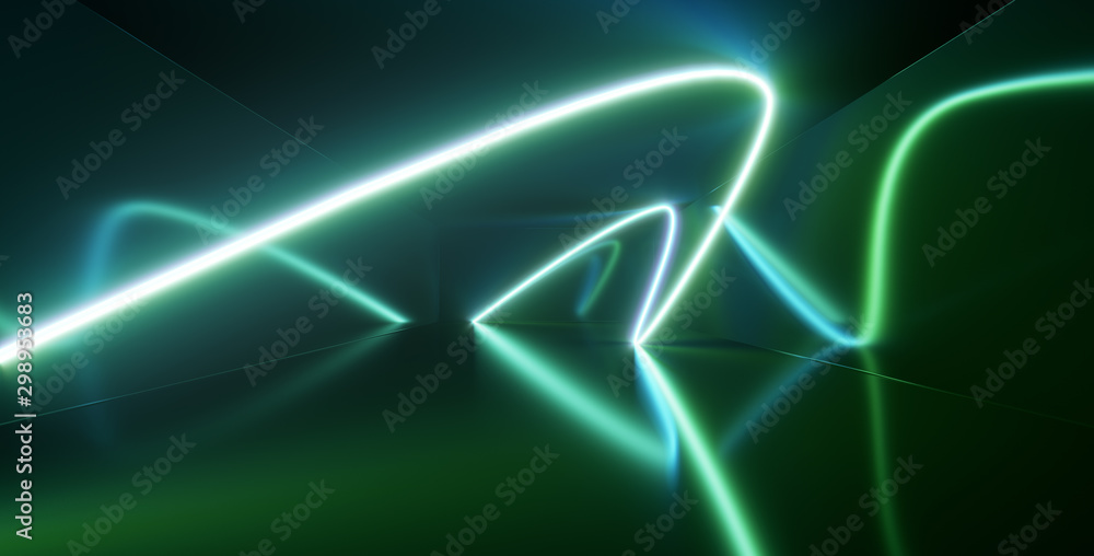 Neon lights, glowing lines, ultraviolet, vibrant colors, abstract background. 3D illustration. Neon lights, glowing lines, ultraviolet, vibrant colors, abstract background. 3D illustration.