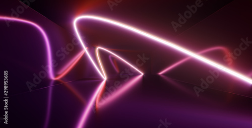 Wallpaper Mural Neon lights, glowing lines, ultraviolet, vibrant colors, abstract background. 3D illustration.  Torontodigital.ca