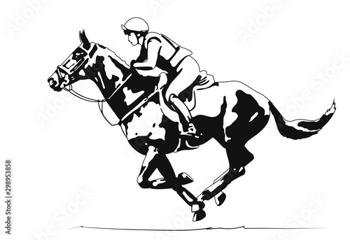 Equestrian sport, eventing competition, rider and horse