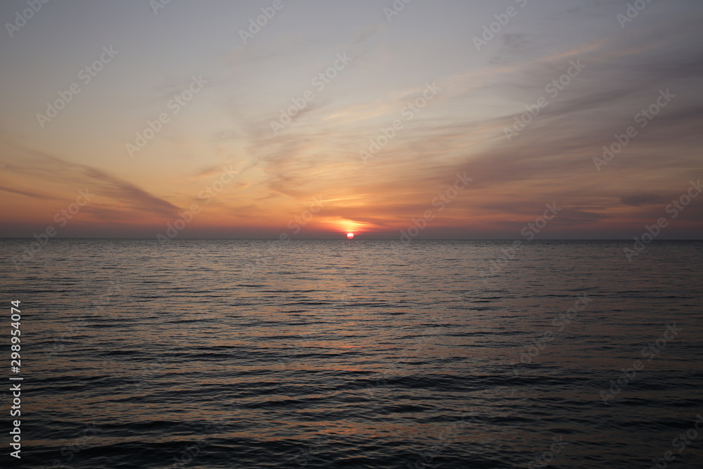 sunset or sunrise over the sea
