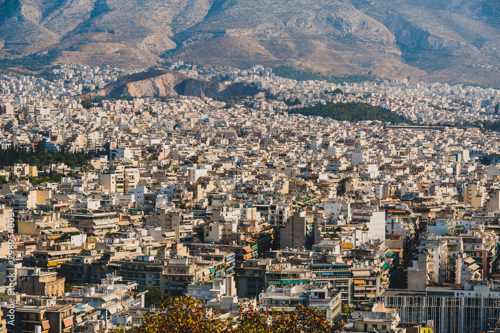 Top view of Athens from Acropolis in Greece.